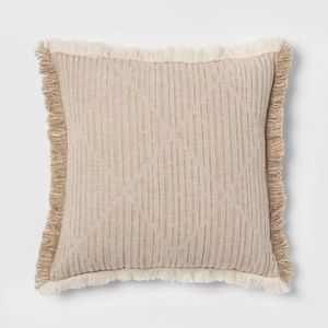 Square Crinkle Pleat Throw Pillow Cream